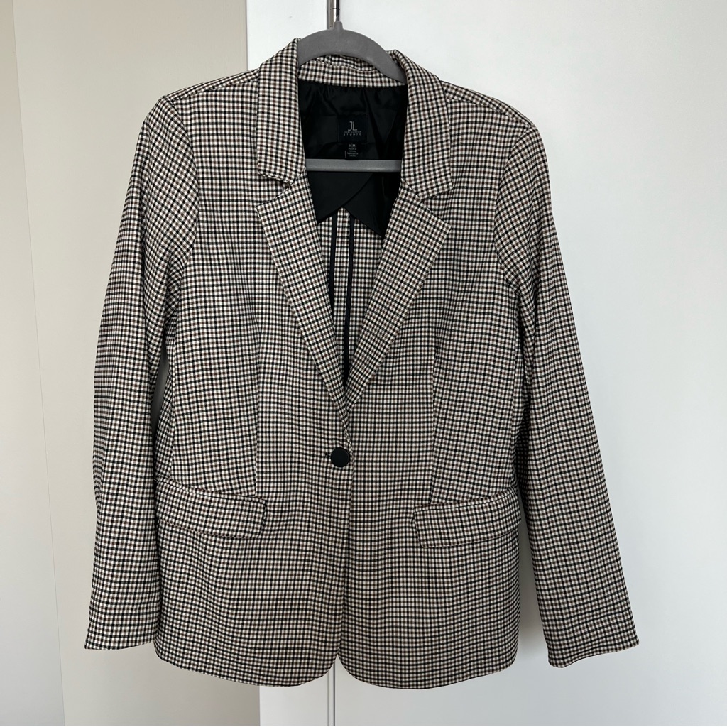 Plaid Shoulder Pad Blazer